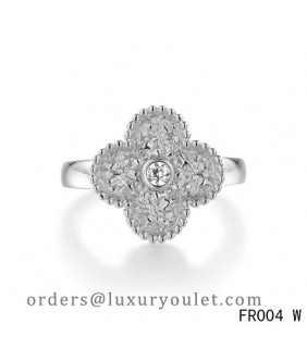 Van Cleef & Arpels Vintage Alhambra Ring,White Gold with Diamond