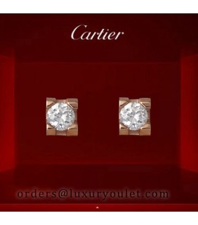 C DE Cartier Earrings in Pink Gold with Diamond