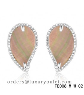 Van Cleef & Arpels White Gold Lucky Alhambra Leaf Earrings Grey Mother-of-pearl