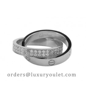 Cartier Infinity LOVE Ring in 18kt White Gold with Diamonds-Paved