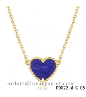 Van Cleef Arpels Sweet Alhambra Lapis Lazuli Heart Necklace Yellow Gold