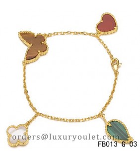 Lucky Alhambra Yellow Gold Bracelet with 4 Stone Combination Motifs HBLC2356