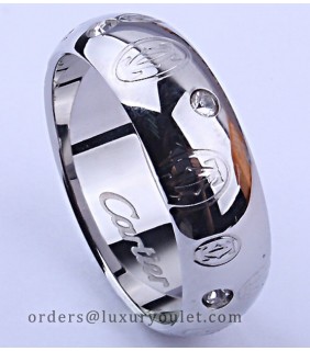 Cartier Happy Birthday Wedding Band Ring in White Gold with Diamonds