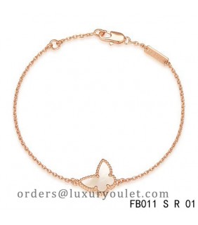 Sweet Alhambra Butterfly Bracelet in Pink Gold with White Mother-of-peral