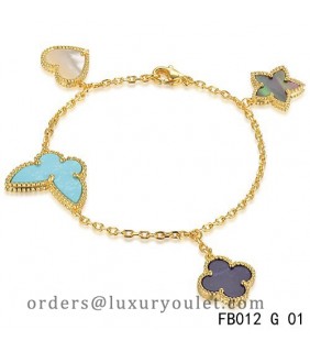 Lucky Alhambra Yellow Gold Bracelet with 4 Stone Combination Motifs CBSH0624