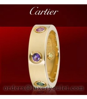 Cartier LOVE Ring in Yellow Gold With Coloured Stones