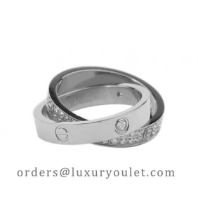 Cartier Infinity LOVE Ring in 18kt White Gold with Diamonds-Paved