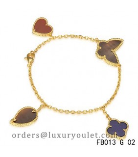 Lucky Alhambra Yellow Gold Bracelet with 4 Stone Combination Motifs HBLC2605