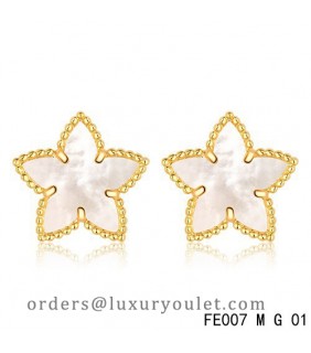 Van Cleef and Arpels Yellow Gold Sweet Alhambra White MOP Star Earstuds