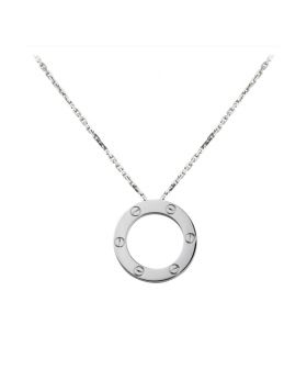 Cartier Love Silver Circle Pendant Adorned Screw Motif Chain Unisex Necklace Classic Style Sale Sydney B7014300