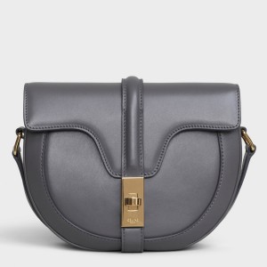 Celine Small Besace 16 Bag In Grey Satinated Calfskin 