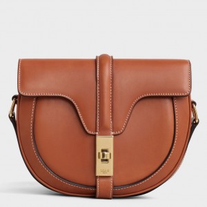 Celine Small Besace 16 Bag In Tan Satinated Calfskin 