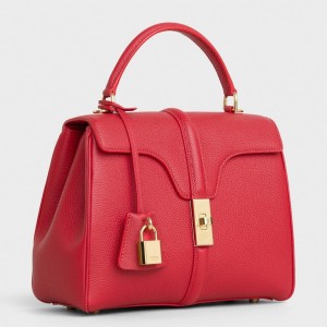 Celine Small 16 Bag In Red Grained Calfskin
