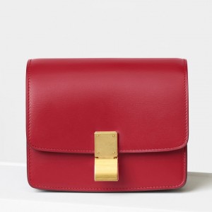 Celine Small Classic Box Bag In Red Box Calfskin
