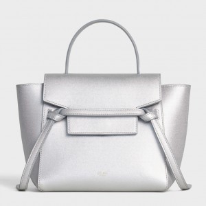 Celine Nano Belt Bag In Silver Lambskin
