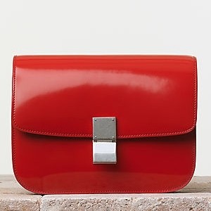 Celine Medium Box Bag In Red Spazzolato Leather