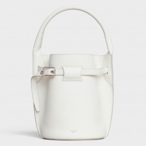 Celine Big Bag Nano Bucket In White Grained Calfskin