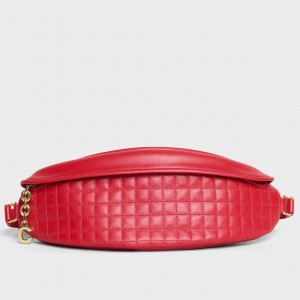 Celine C Charm Belt Bag In Red Quilted Calfskin 