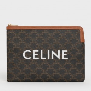 Celine Small Pouch In Triomphe Canvas