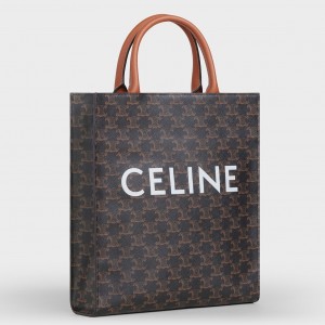 Celine Small Cabas Vertical Bag In Triomphe Canvas