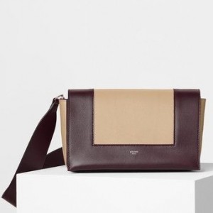 Celine Medium Frame Bag In Bordeaux And Beige Leather 