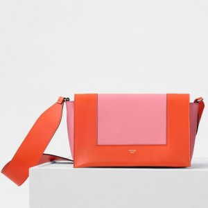 Celine Medium Frame Bag In Orange And Flamingo Leather