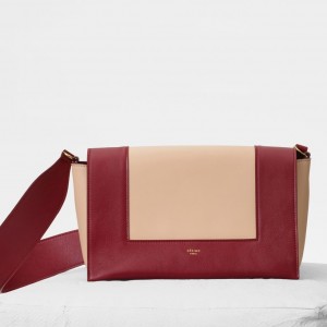 Celine Medium Frame Bag In Red And Apricot Leather