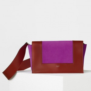 Celine Medium Frame Bag In Red And Magenta Suede