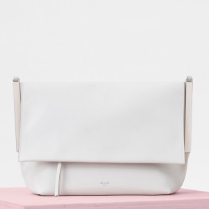Celine White Flap Clasp Shoulder Bag