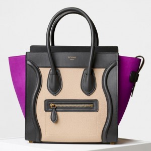 Celine Magenta Micro Luggage Bag In Multicolour Calfskin