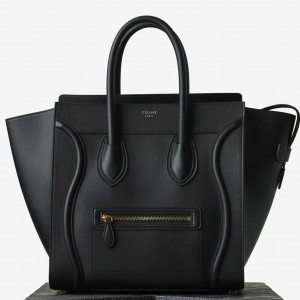 Celine Mini Luggage Bag In Black Smooth Calfskin