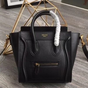 Celine Nano Luggage Bag In Black Smooth Calfskin