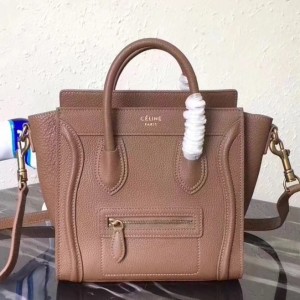 Celine Nano Luggage Bag In Camarel Grained Leather