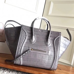 Celine Grey Crocodile Phantom Luggage Bag