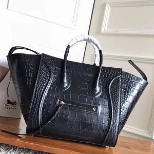 Celine Black Crocodile Phantom Luggage Bag