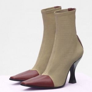 Celine Madame Ankle Boot In Beige Gros Grain Stretch