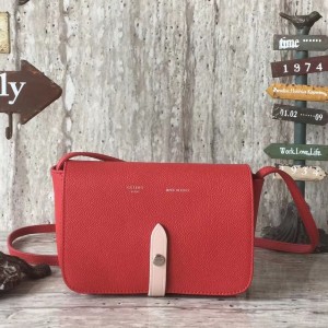 Celine Strap Clutches In Red Epsom Leather