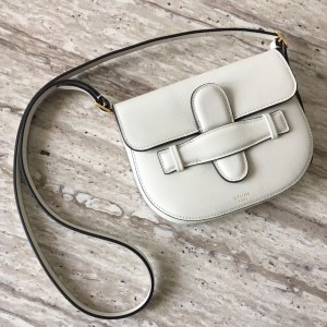 Celine Mini Symmetrical Bag In White Calfskin