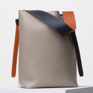 Celine Small Twisted Cabas Bag In Quartz/White Calfskin