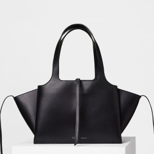 Celine Small Tri-Fold Bag In Black Calfskin