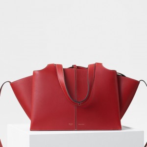 Celine Small Tri-Fold Bag In Red Calfskin
