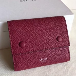 Celine Small Folded Multifunction Wallet In Fuchsia Leather