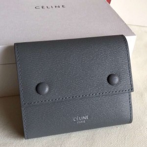 Celine Small Folded Multifunction Wallet In Dark Grey Liege Calfskin