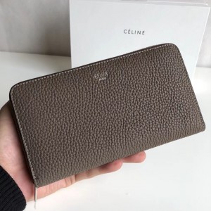 Celine Taupe Large Zipped Multifunction Wallet