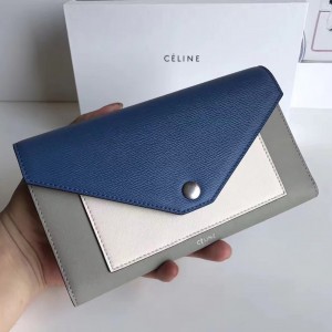 Celine Blue Pocket Trifolded Multifunction Wallet