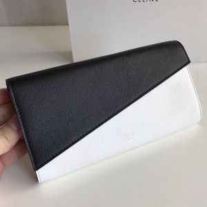 Celine Noir/White Diagonal Multifunction Large Flap Wallet