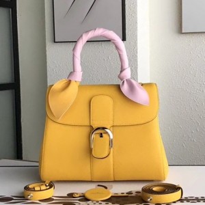 Delvaux Brillant MM Bag In Yellow Taurillon Leather