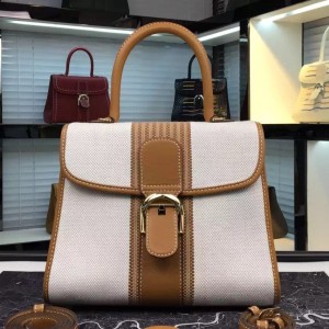 Delvaux Brillant MM Bag In Ivory Toile Sangle