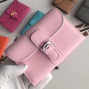 Delvaux Brillant Coin Purse In Pink Taurillon Leather