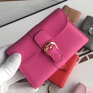 Delvaux Brillant Coin Purse In Rose Red Taurillon Leather